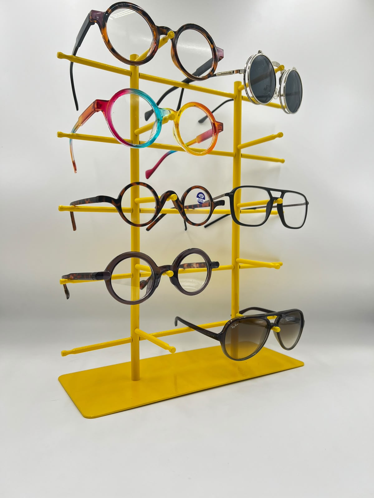 10-Pair Eyeglass Display Stand, 5-Tier Metal Sunglasses Holder Rack, Countertop Organizer for Optical Store, Glasses Rack Retail Display