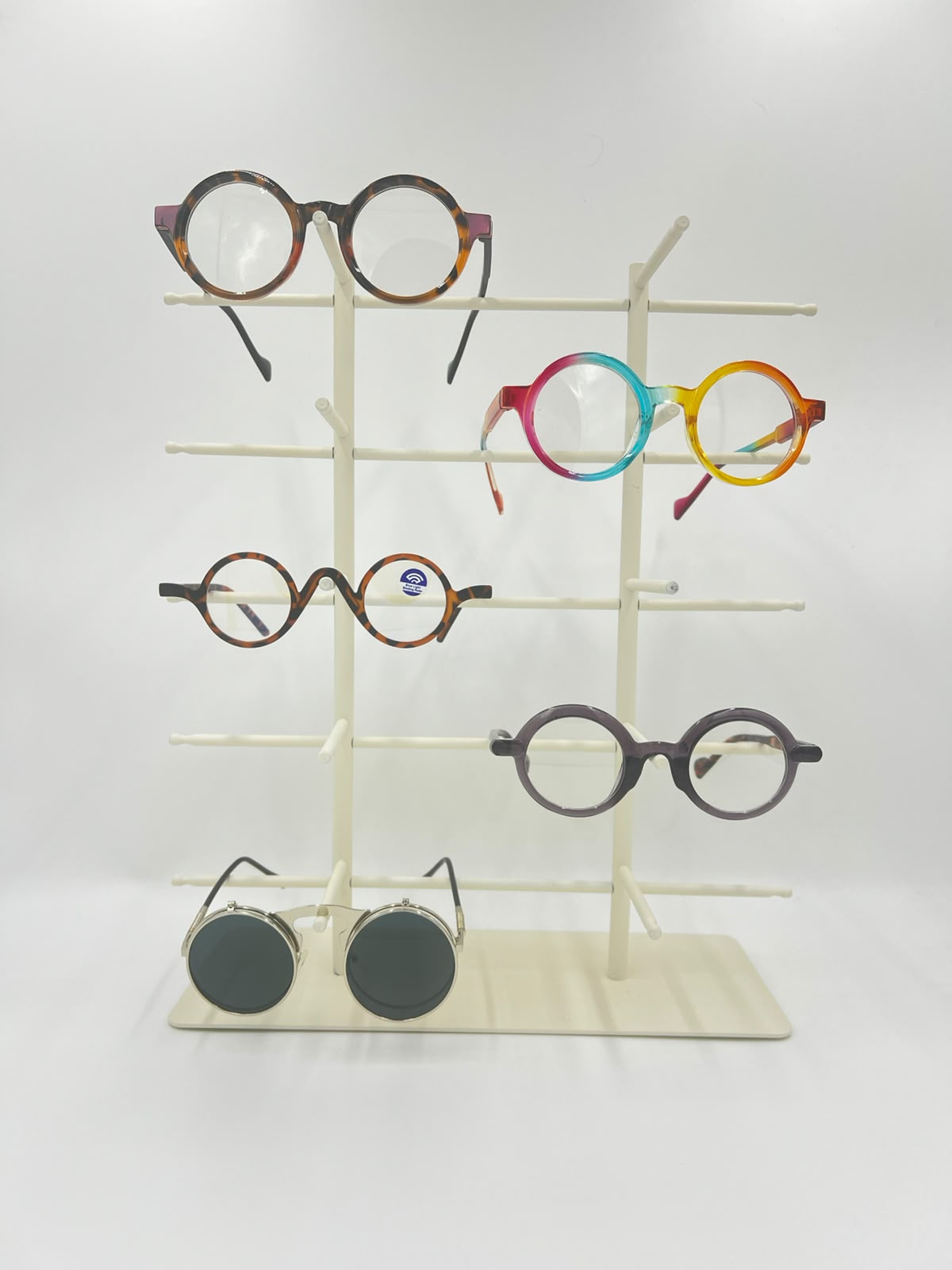 10-Pair Eyeglass Display Stand, 5-Tier Metal Sunglasses Holder Rack, Countertop Organizer for Optical Store, Glasses Rack Retail Display