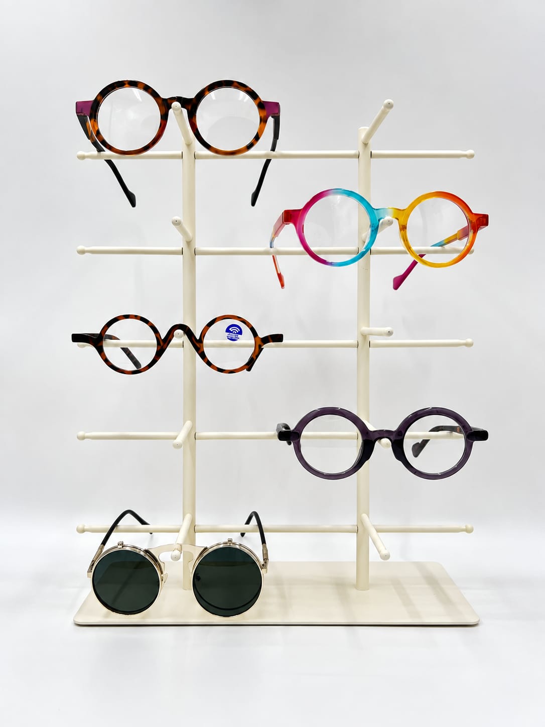 10-Pair Eyeglass Display Stand, 5-Tier Metal Sunglasses Holder Rack, Countertop Organizer for Optical Store, Glasses Rack Retail Display