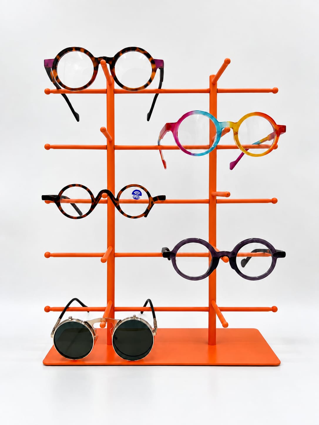10-Pair Eyeglass Display Stand, 5-Tier Metal Sunglasses Holder Rack, Countertop Organizer for Optical Store, Glasses Rack Retail Display