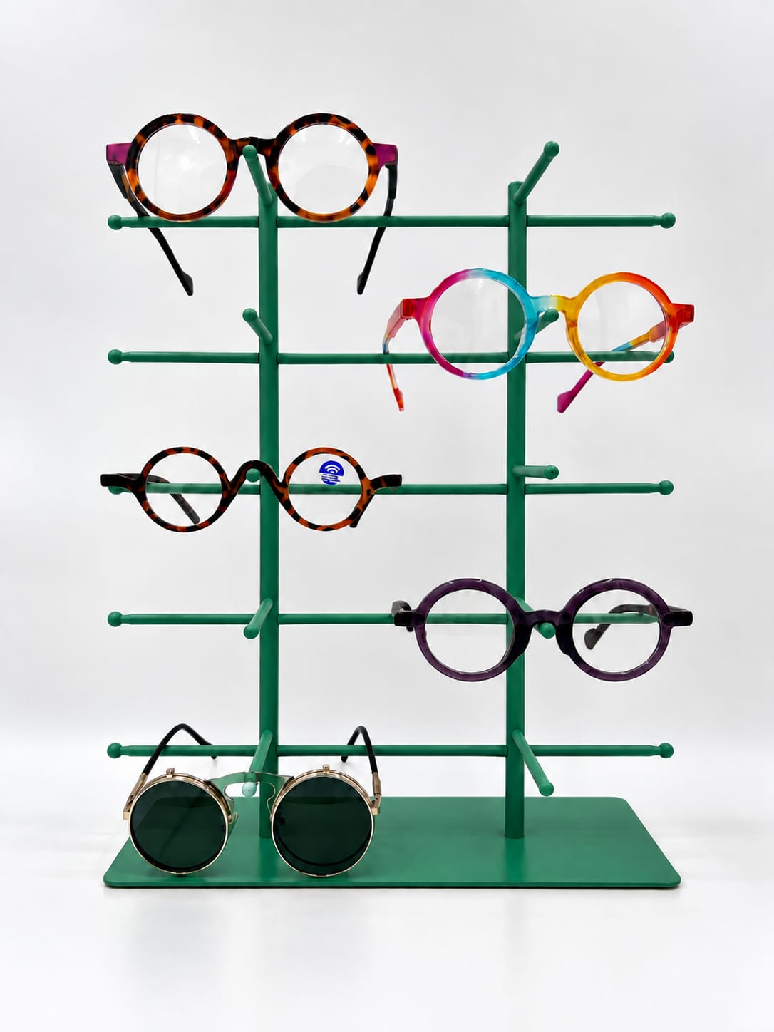 10-Pair Eyeglass Display Stand, 5-Tier Metal Sunglasses Holder Rack, Countertop Organizer for Optical Store, Glasses Rack Retail Display