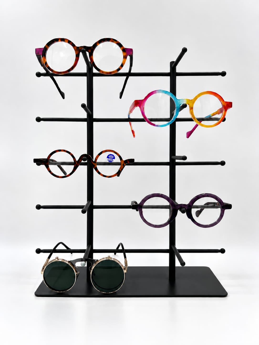10-Pair Eyeglass Display Stand, 5-Tier Metal Sunglasses Holder Rack, Countertop Organizer for Optical Store, Glasses Rack Retail Display