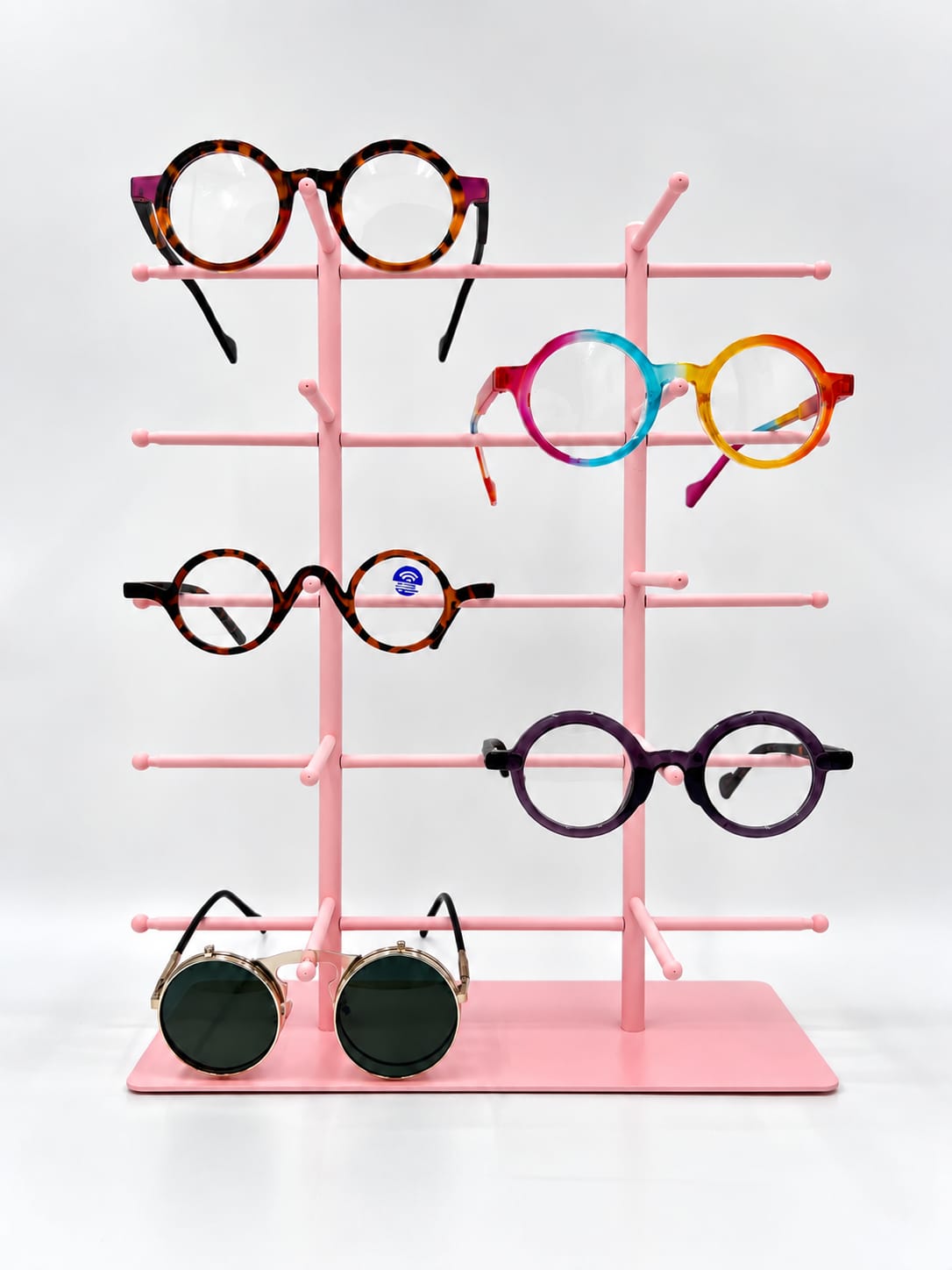 10-Pair Eyeglass Display Stand, 5-Tier Metal Sunglasses Holder Rack, Countertop Organizer for Optical Store, Glasses Rack Retail Display