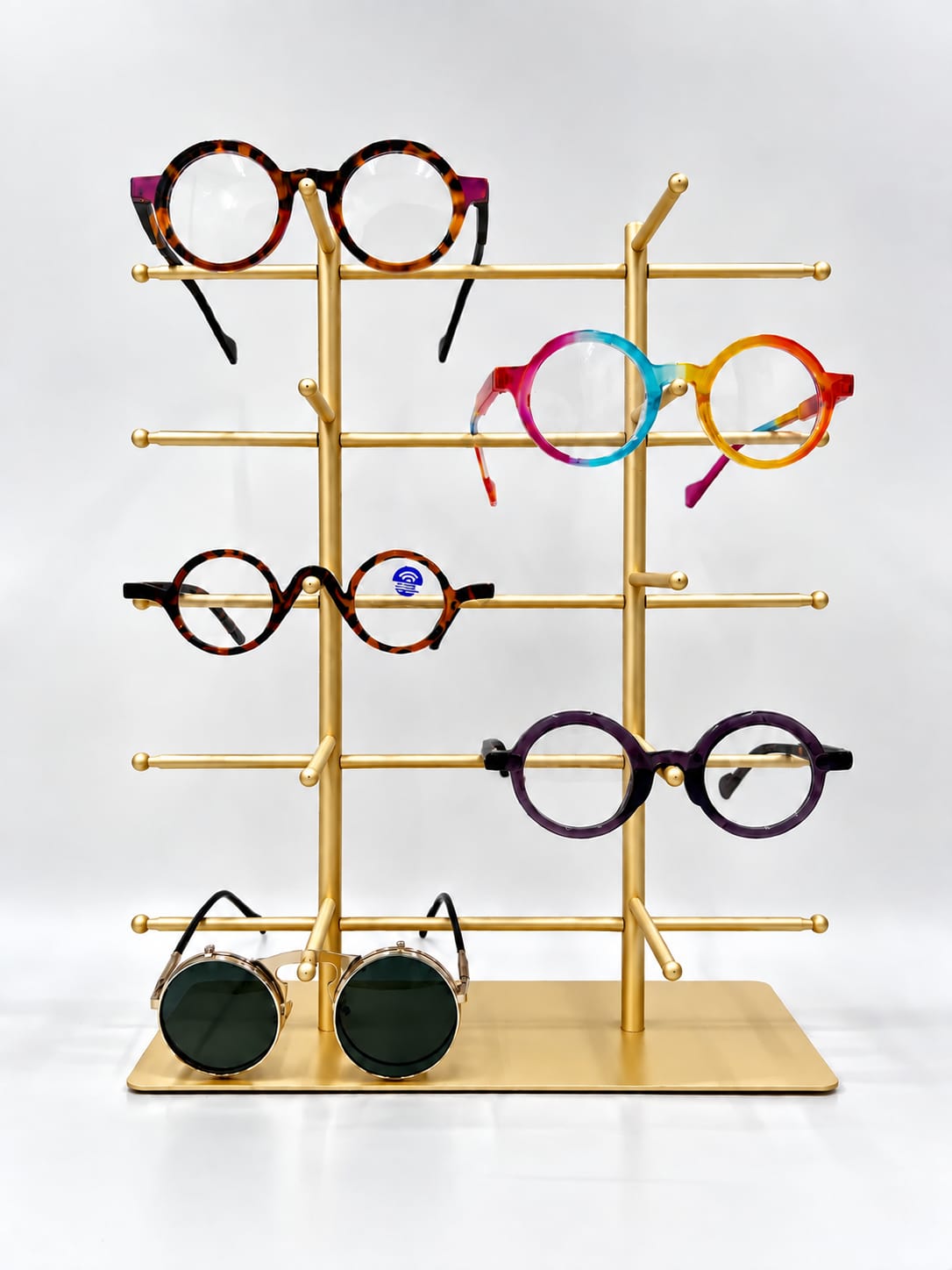 10-Pair Eyeglass Display Stand, 5-Tier Metal Sunglasses Holder Rack, Countertop Organizer for Optical Store, Glasses Rack Retail Display
