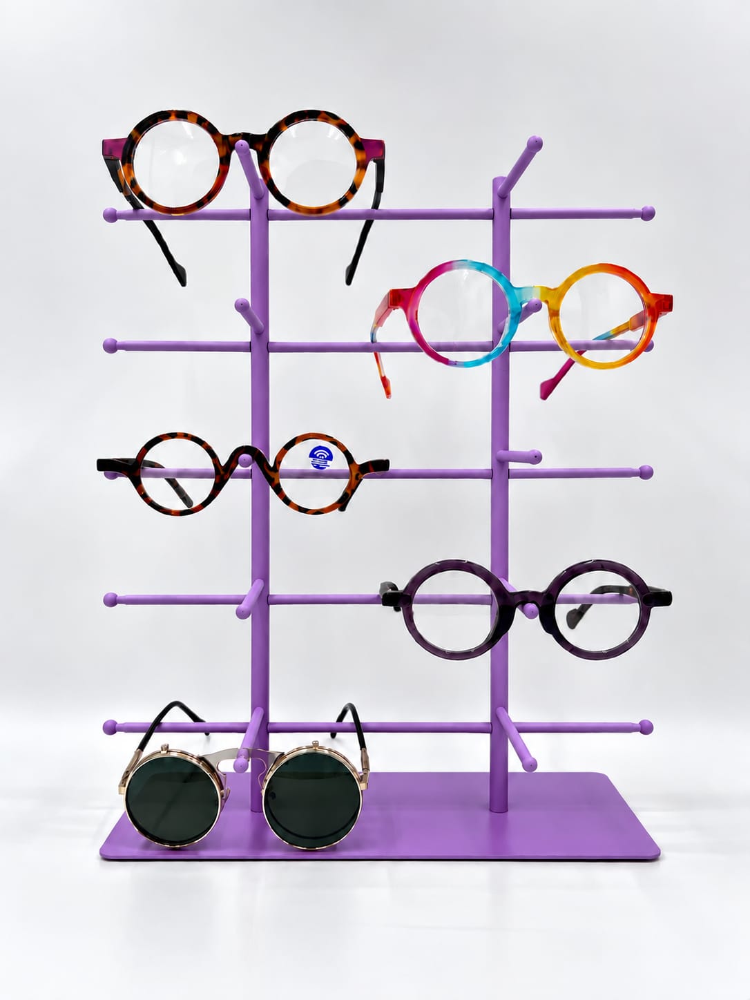 10-Pair Eyeglass Display Stand, 5-Tier Metal Sunglasses Holder Rack, Countertop Organizer for Optical Store, Glasses Rack Retail Display
