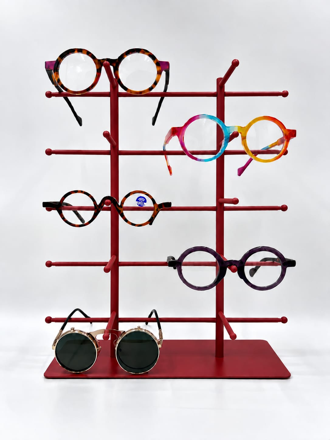 10-Pair Eyeglass Display Stand, 5-Tier Metal Sunglasses Holder Rack, Countertop Organizer for Optical Store, Glasses Rack Retail Display