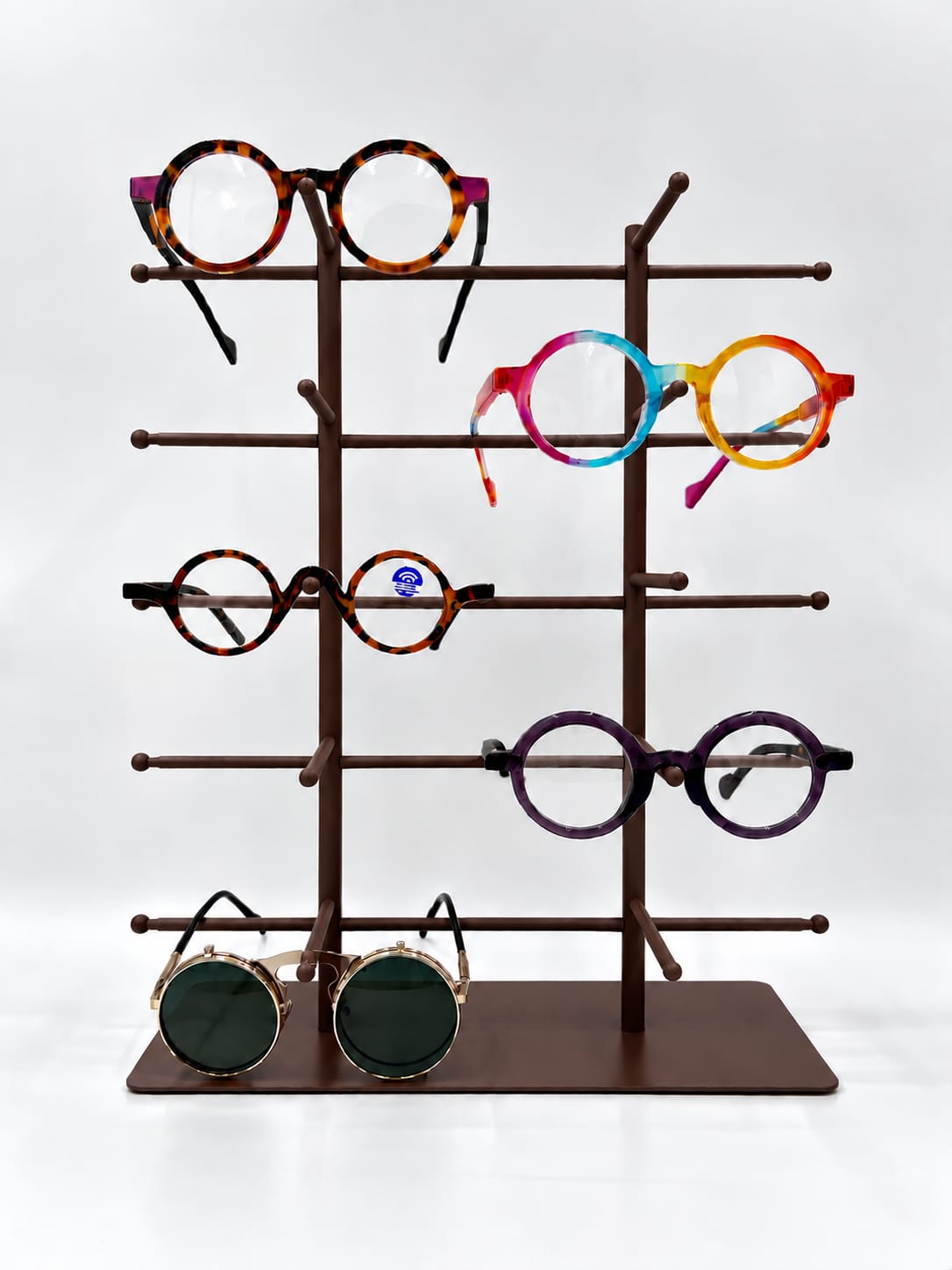 10-Pair Eyeglass Display Stand, 5-Tier Metal Sunglasses Holder Rack, Countertop Organizer for Optical Store, Glasses Rack Retail Display