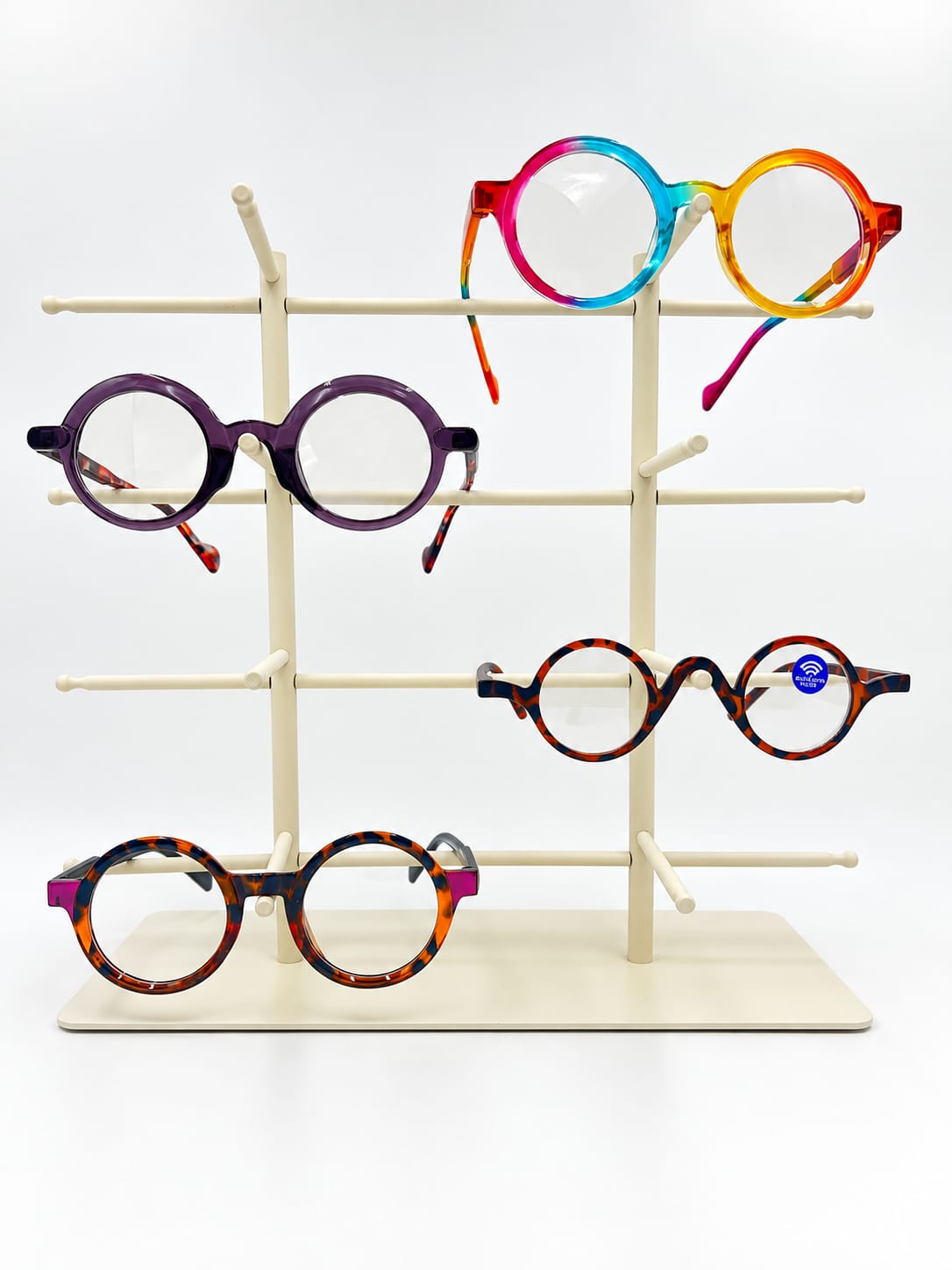 8-Pair Eyeglass Display Stand, 4-Tier Metal Sunglasses Holder Rack, Countertop Organizer for Optical Store, Glasses Rack Retail Display