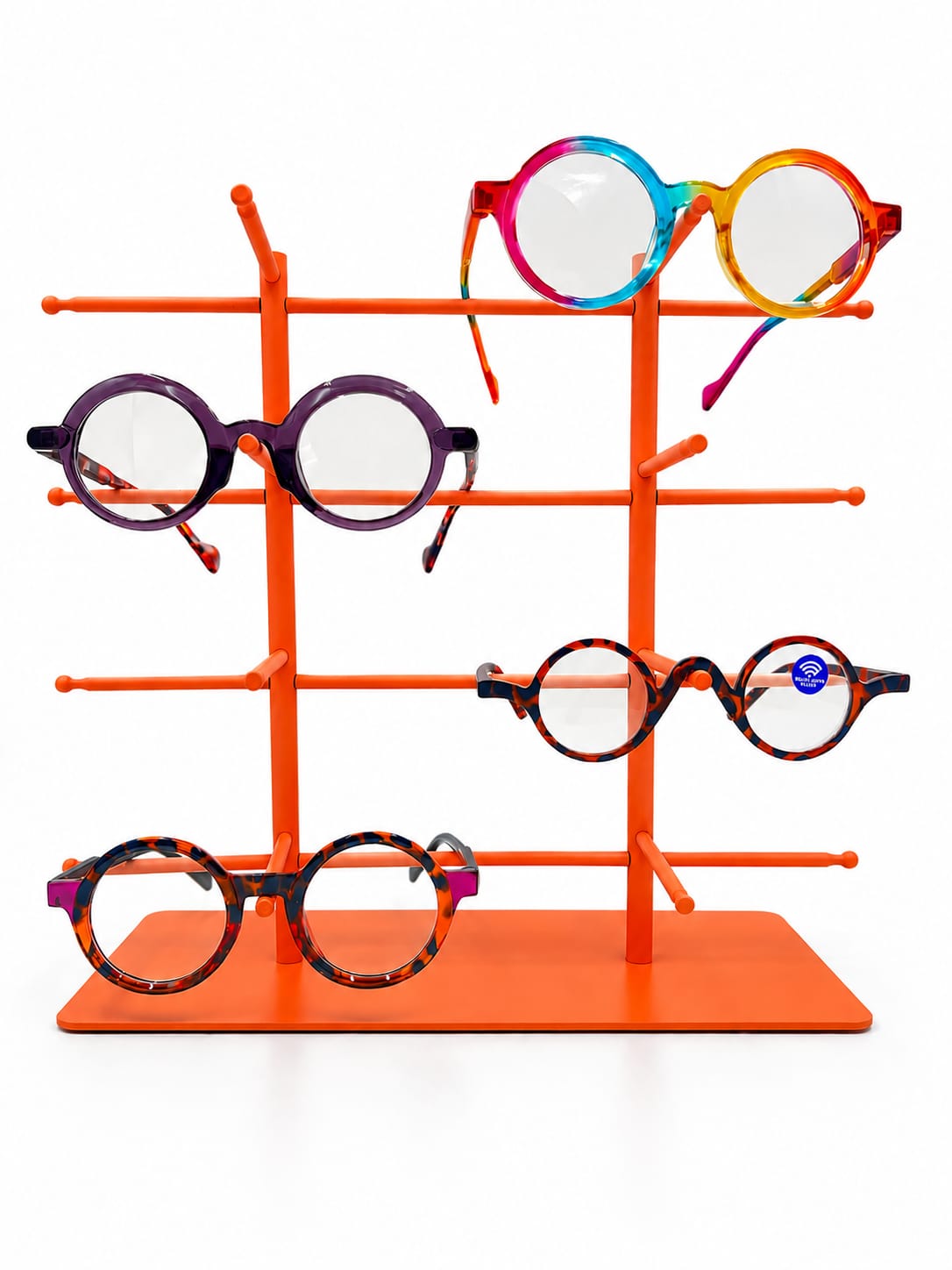 8-Pair Eyeglass Display Stand, 4-Tier Metal Sunglasses Holder Rack, Countertop Organizer for Optical Store, Glasses Rack Retail Display
