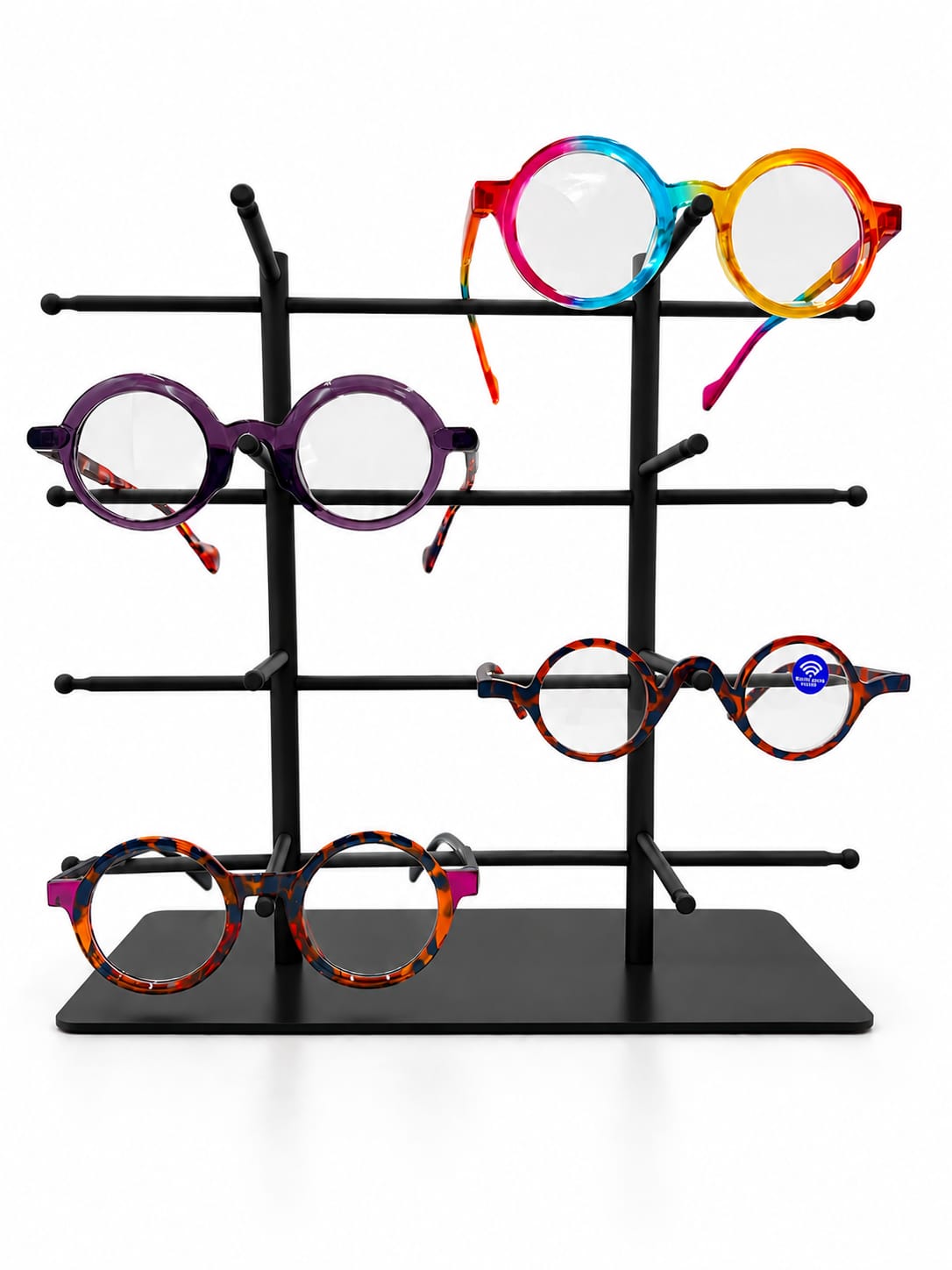 8-Pair Eyeglass Display Stand, 4-Tier Metal Sunglasses Holder Rack, Countertop Organizer for Optical Store, Glasses Rack Retail Display