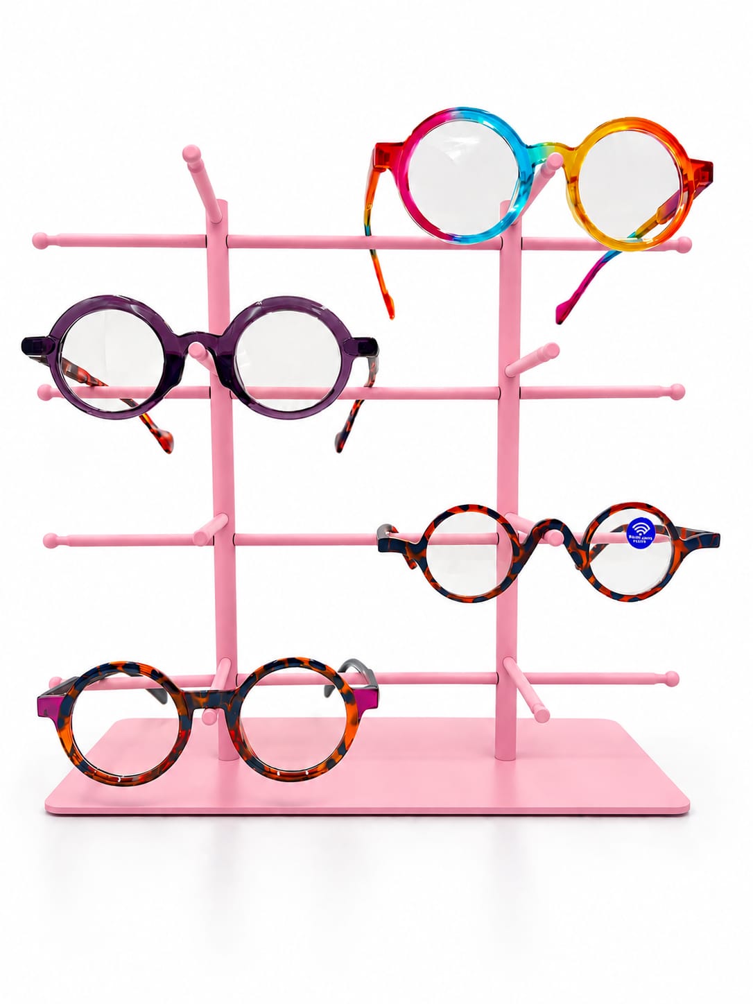 8-Pair Eyeglass Display Stand, 4-Tier Metal Sunglasses Holder Rack, Countertop Organizer for Optical Store, Glasses Rack Retail Display