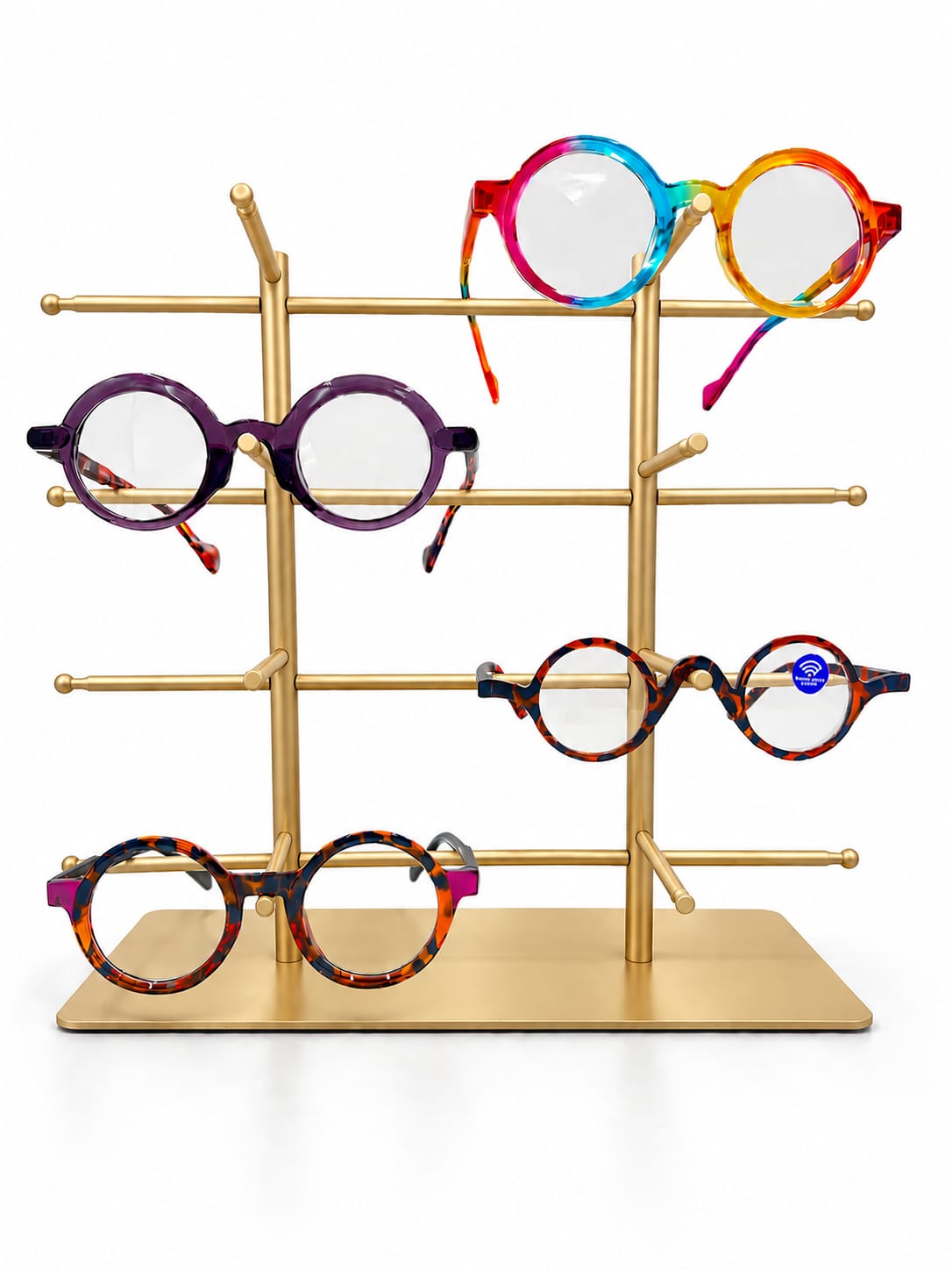 8-Pair Eyeglass Display Stand, 4-Tier Metal Sunglasses Holder Rack, Countertop Organizer for Optical Store, Glasses Rack Retail Display