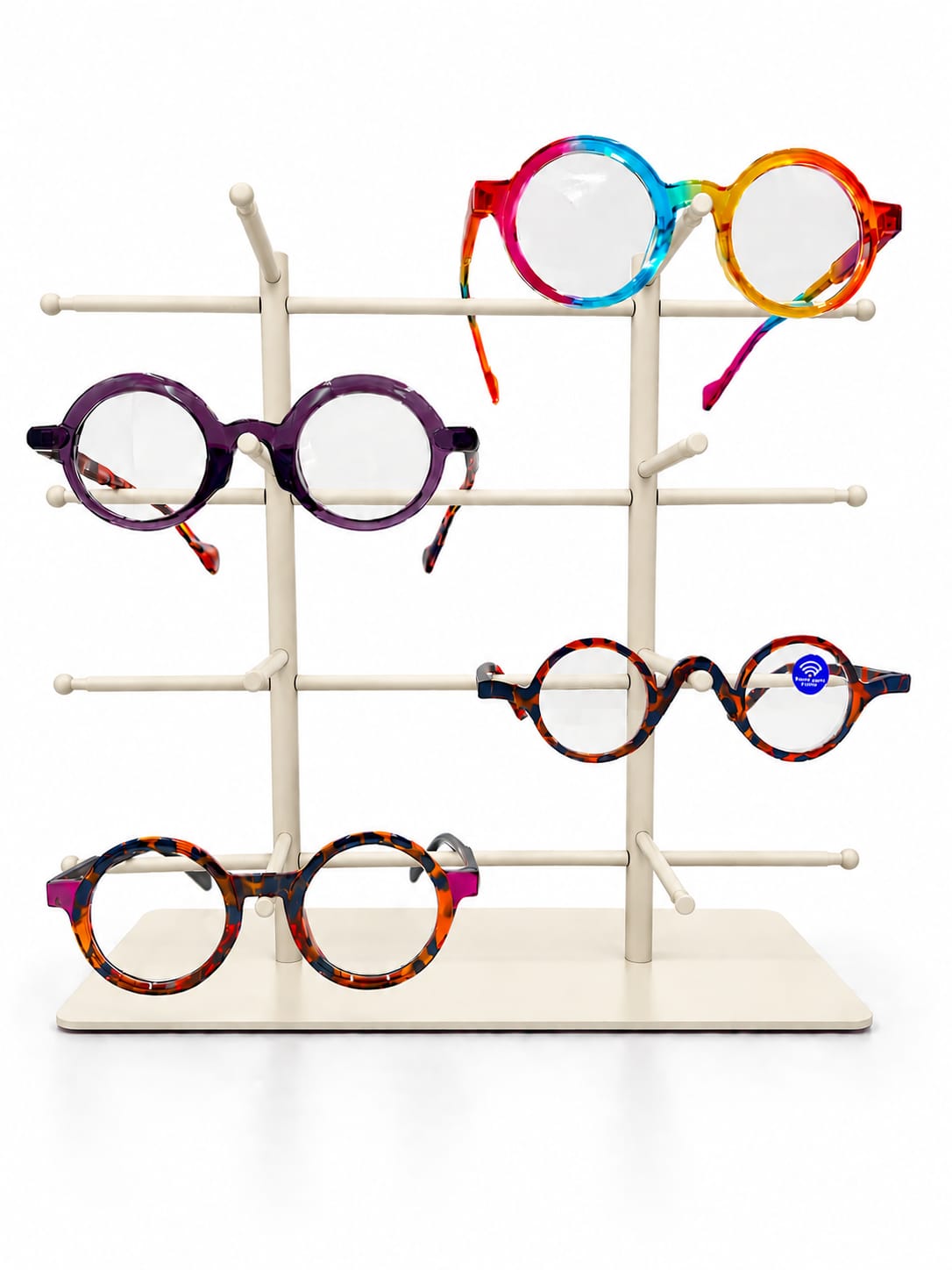 8-Pair Eyeglass Display Stand, 4-Tier Metal Sunglasses Holder Rack, Countertop Organizer for Optical Store, Glasses Rack Retail Display