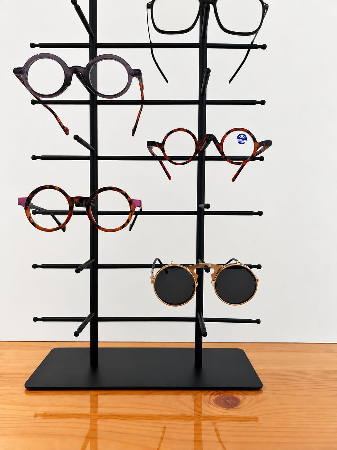 16-Pair Eyewear Display Stand – 8-Tier Metal Glasses Display Rack