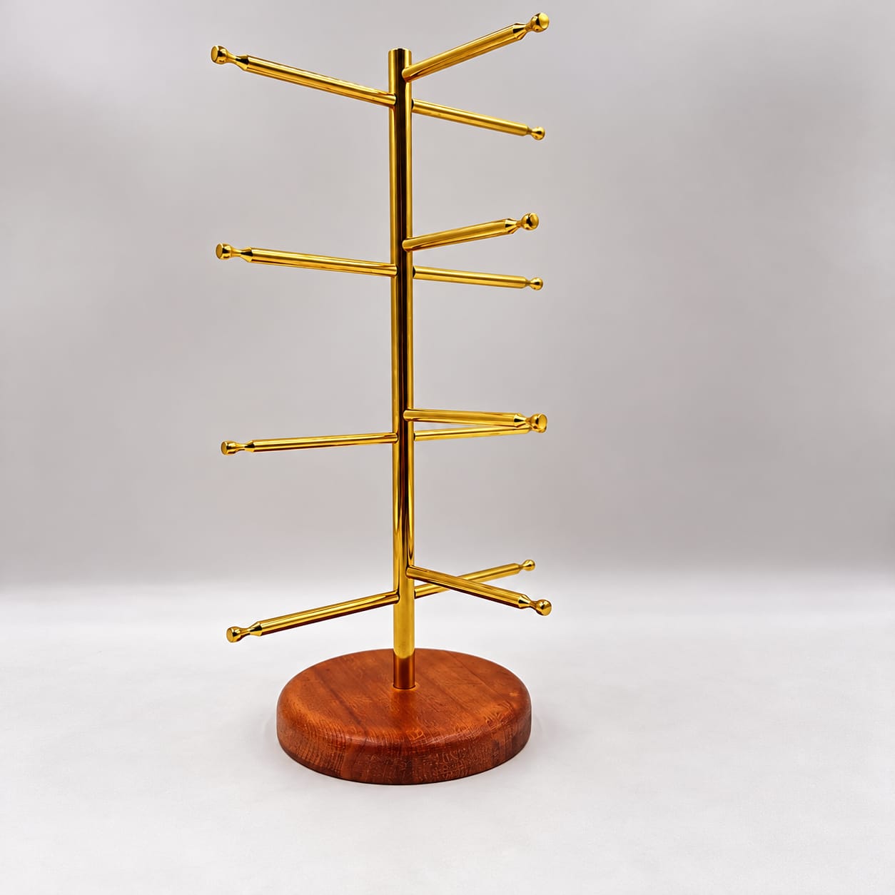 Premium Brass Eyewear Display Stand with Solid Wood Base